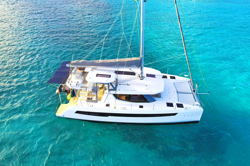 The Leopard 45 is an elegantly designed yacht, with clean lines.