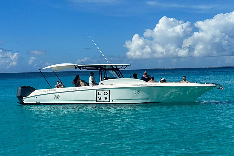 The SCARAB 35 is an elegantly designed yacht, with clean lines.